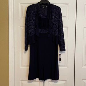 Beautiful Size 14 Navy 2-Piece Dress with Jacket